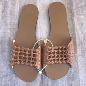 AD & DAUGHTERS brown slip on flat sandals sz 8